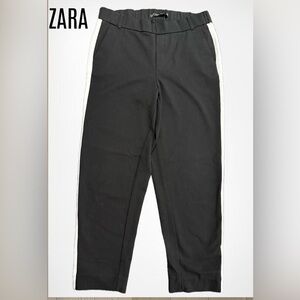 Zara Black Pants with White Stripes